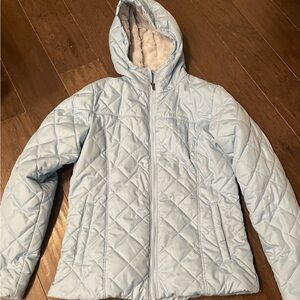 Columbia Womens Copper Crest Hooded Quilted Jacket Blue M